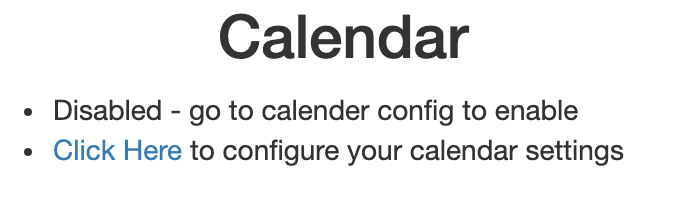 Calendar Start