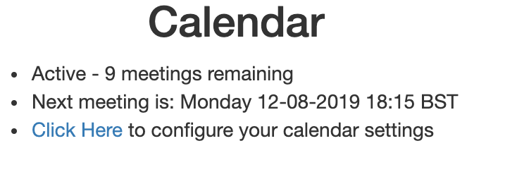 Calendar Start