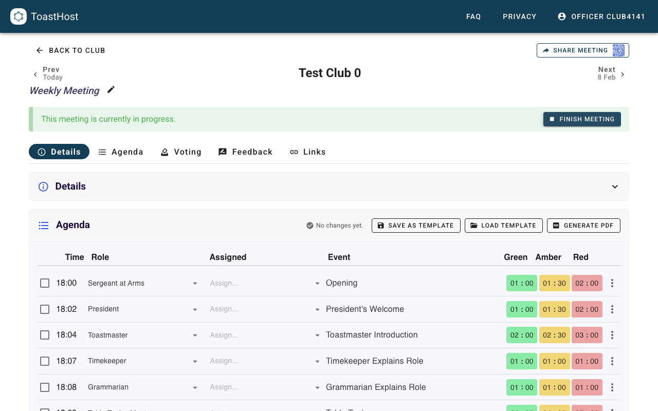 Meeting in progress with officer controls