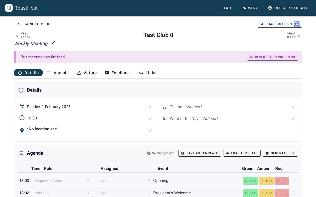 Finished meeting status banner