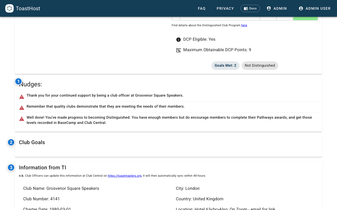 Club dashboard follow-up and TI data