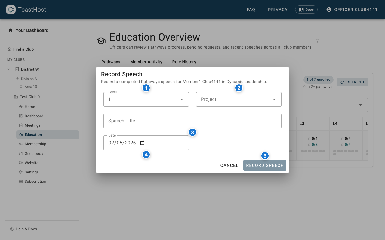 Record Speech dialog for manual Pathways completion