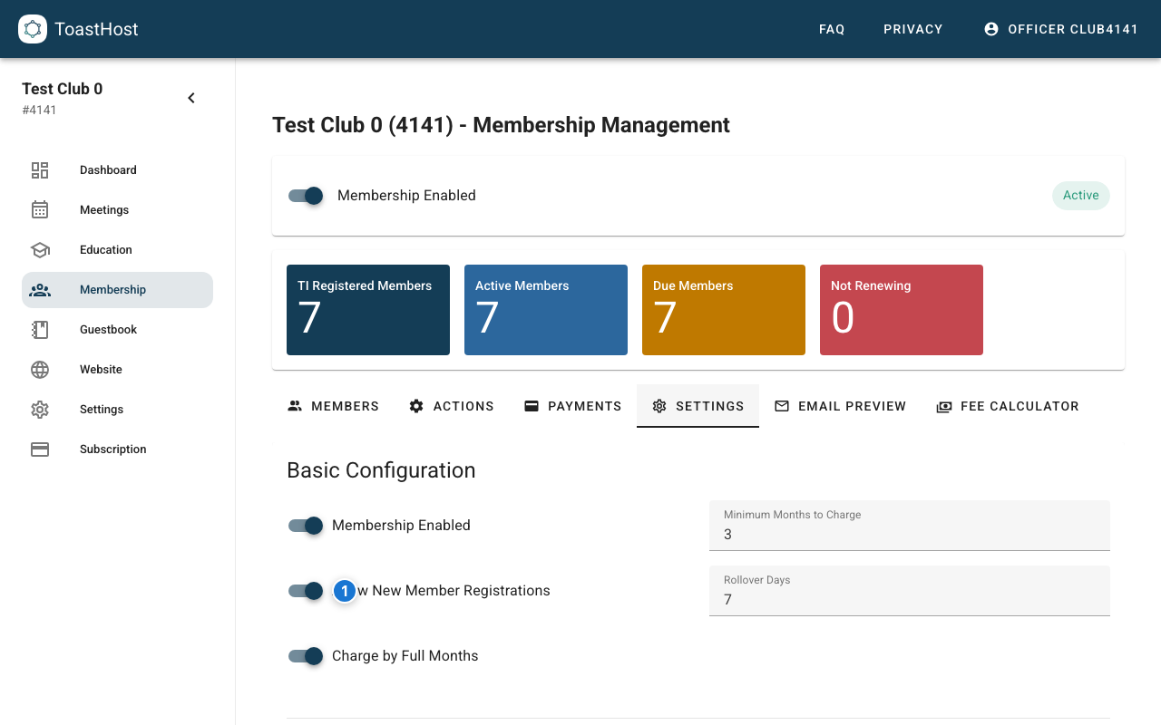 Settings tab showing allow-new-members toggle