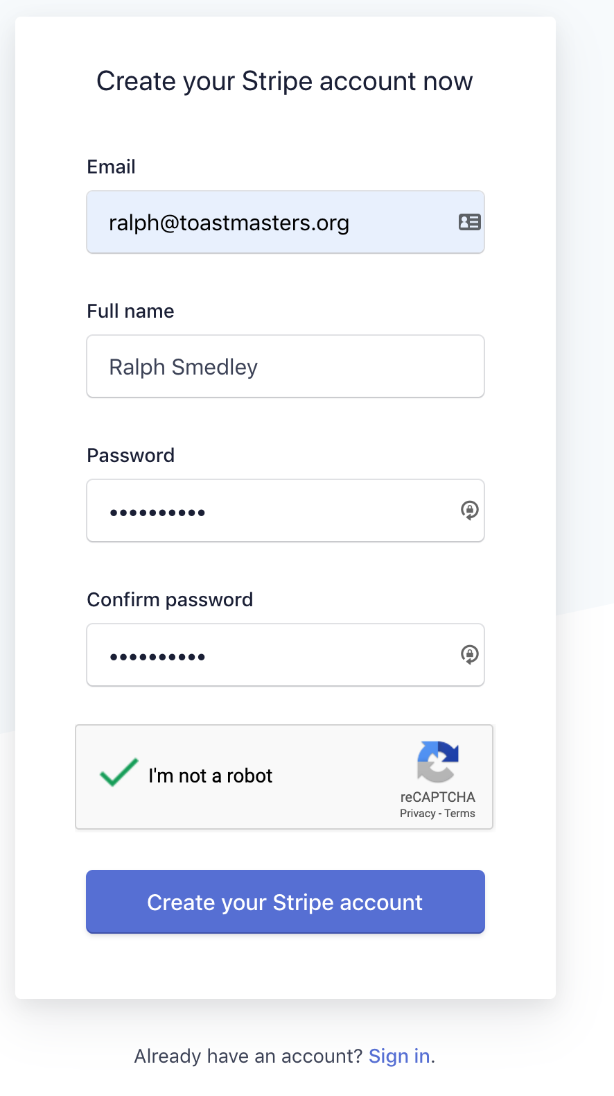 Stripe Signup